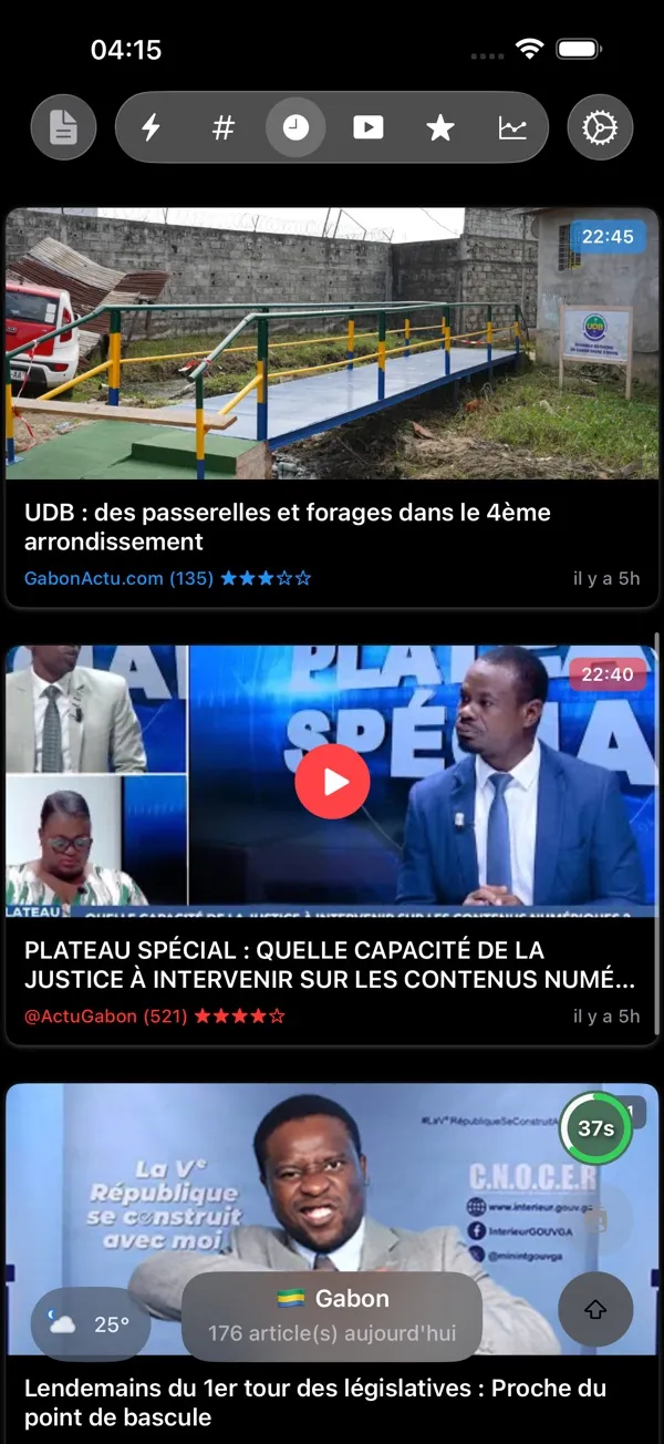 Capture d'écran de l'application Actu Gabon