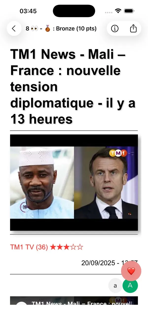 Capture d'écran 3 sur 6 de Actu Mali
