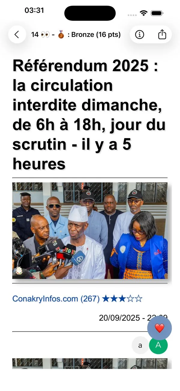 Capture d'écran 4 sur 4 de Actu Guinée