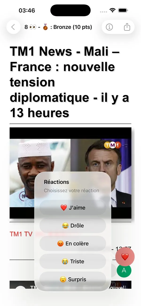 Capture d'écran 5 sur 6 de Actu Mali